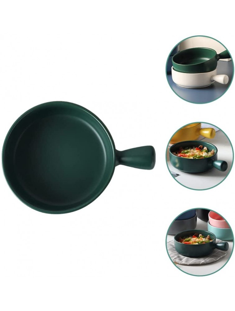 Veemoon Ceramic Baking Dish Non- stick Round Cake Pan with Handle French Onion Soup Salad Serving Bowl Lasagna Pans for Apple Pie Cheesecakes Kitchen Dinner Tool Green - BBR8X28V9