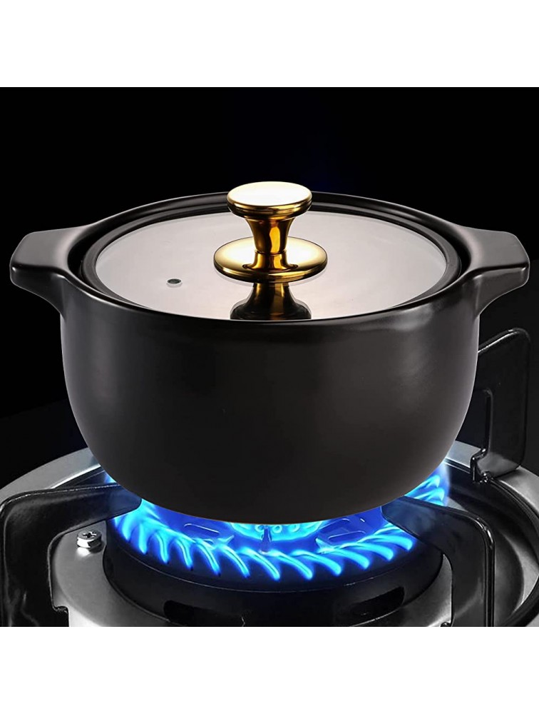 AVLA Ceramic Casserole Pot 2.5 Quart Round Porcelain Cooking Hot Pot with Lid and Handle Non-Stick Ceramic Stockpot for Stew Soup Pots Stew Pan Golden Top - BM2S5EYUO