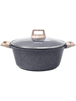Carote Non Stick Dutch Oven with lid Nonstick Stock Pot Soup Pot Granite Cooking Pot Casserole Dish with lid Nonstick Cookware PFOA Free（4.3-Quart CLASSIC GRANITE） - BIKKI5HY9
