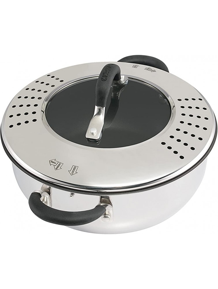 Circulon Momentum Stainless Steel Nonstick Dish Casserole Pan with Lid 4 Quart Silver - B5XGT4KGS