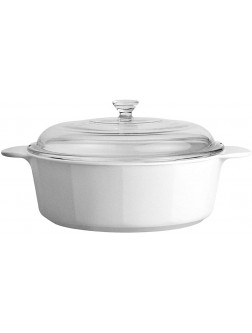 CorningWare Pyroceram Classic Casserole Dish with Glass Cover White Round 3.5 Quart 3.25 Liter Large - BYUO5PS9X