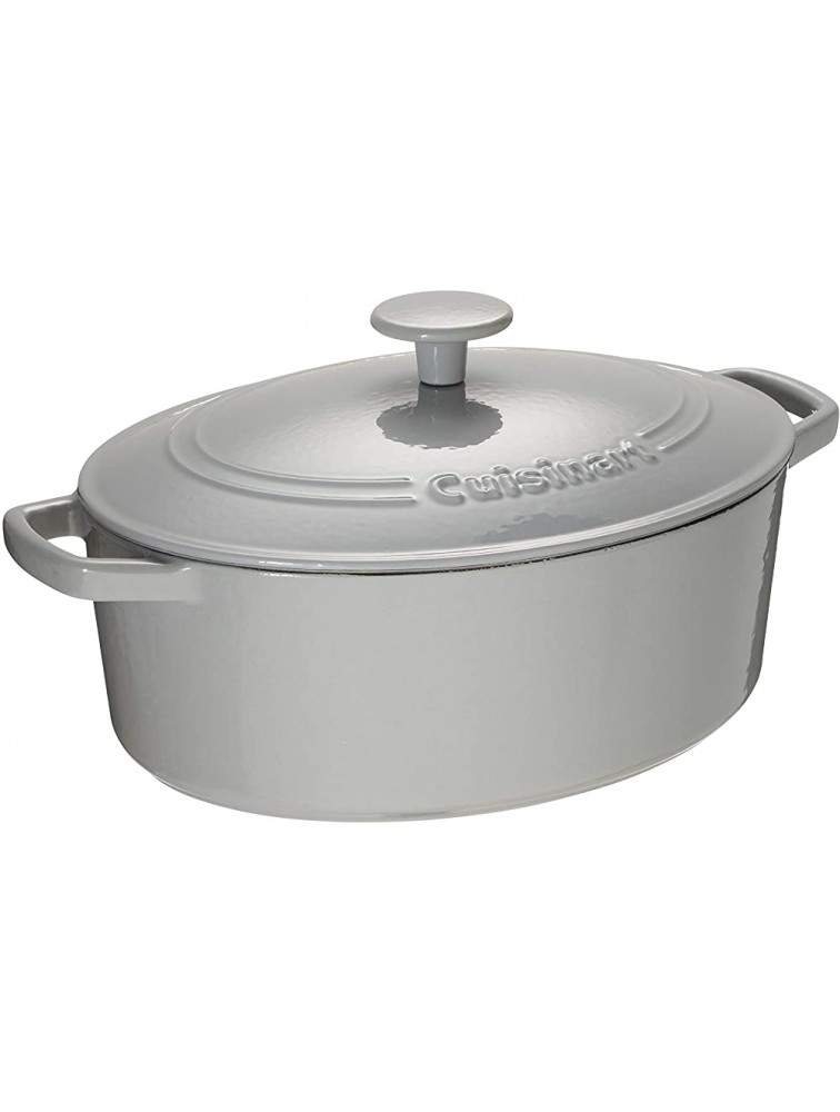 Cuisinart Chef's Classic Enameled Cast Iron 5.5-Quart Oval Covered Casserole Enameled Cool Grey - BOD8I4M09
