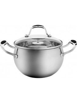 ELITRA Stainless Steel Casserole Pot with Glass Lid For All Stovetops 3 QT Silver 180103 - BAZQBQX2H