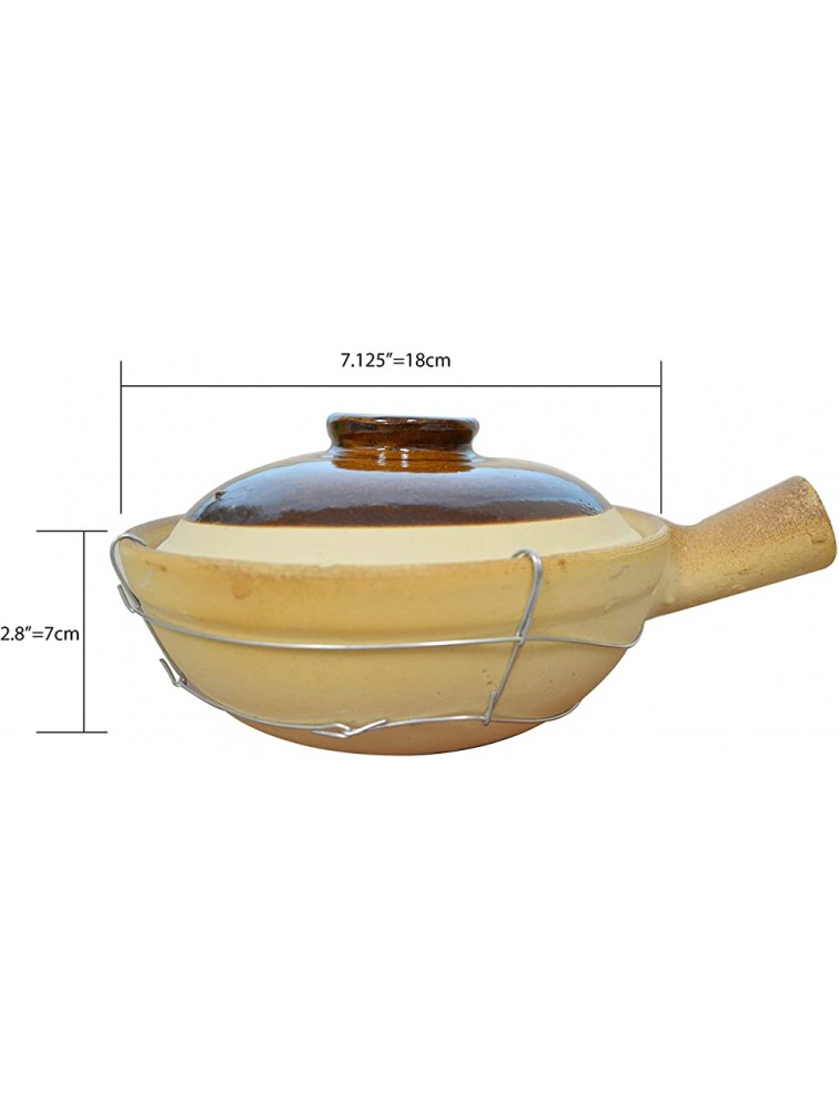 ES Handmade Chinese Style Traditional Cooking Casserole Hong Kong Style Rice Porridge Pot Clay7.1=18cm with single handle - B9QFD6YEH