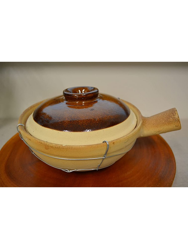ES Handmade Chinese Style Traditional Cooking Casserole Hong Kong Style Rice Porridge Pot Clay7.1"=18cm with single handle - B7FI1RU45
