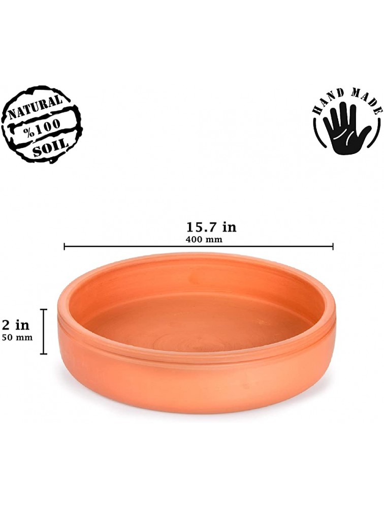 Handmade Clay Pan for Cooking Natural UNGLAZED Pot Terracotta Cazuela Dish Ancient Mexican Clay Cookware Earthenware Mud Pottery Kitchenware Large 15.7 in - BTGJFPP0L