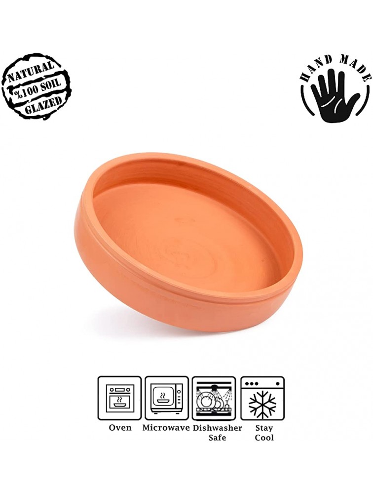 Handmade Clay Pan for Cooking Natural UNGLAZED Pot Terracotta Cazuela Dish Ancient Mexican Clay Cookware Earthenware Mud Pottery Kitchenware Large 15.7 in - BTGJFPP0L