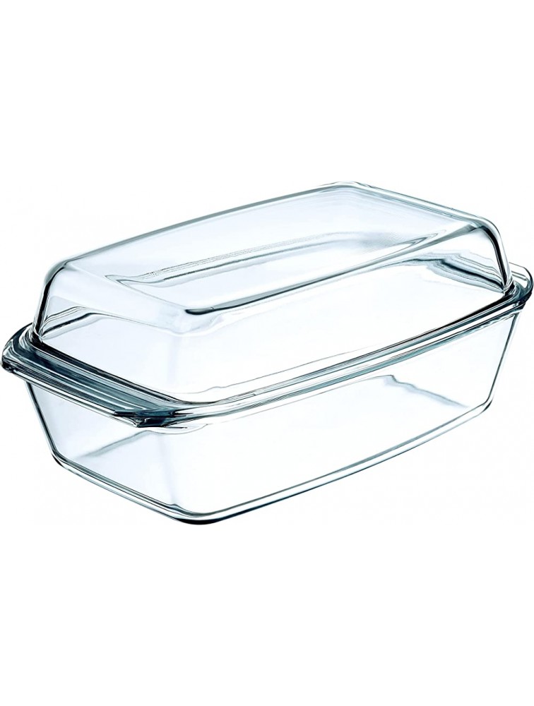 Simax Large Glass Casserole Dish: Oven Safe Cookware With Lid Oblong Covered Glass Dish For Baking Serving Cooking etc. Microwave and Dishwasher Safe Bakeware 3 Quart Capacity - BAJVXOFBO
