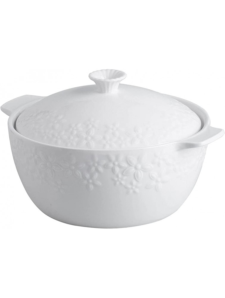 UIBFCWN Ceramic Casserole Dish with Lid Oven Safe 2.2 Quart Round Casserole Dish Covered Round Casserole Dish Set Deep Baking Dishes for Oven with Lids for Dinner Party Banquet Daily Use -Pattern A - BLFKG39LE
