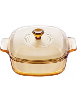 Visions 1.5 Litre Pyroceram Reverse Square Casserole with Glass Cover Brown - BWJUQ596W