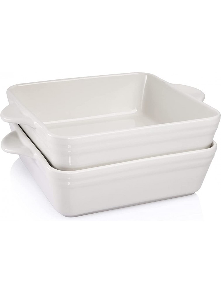 AVLA 2 Pack Ceramic Bakeware Set 62 OZ Deep Porcelain Baking Dish Lasagna Pan with Handle for Kitchen Square Roasting Baking Pan 9x9 Inch Casserole Dish Set White - BJA2ZX35P