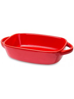 Small Baking Dish for Oven 9 inch Ceramic Rectangular Casserole Dish Lasagna Pan with Handle 9.1"x5.6"x2.1" Red - B7ZPIFC2X