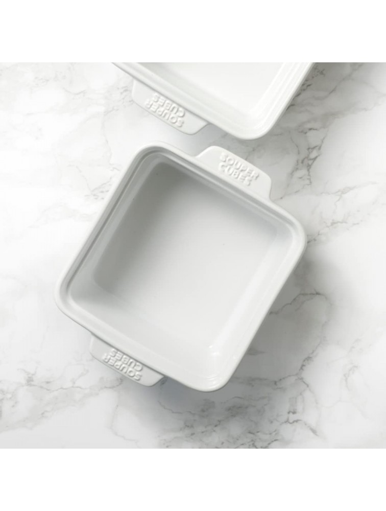 Stoneware by Souper Cubes 5 inch square baking dish set of two individual portion baking dish 5" x 5" White - BE7N6T62R