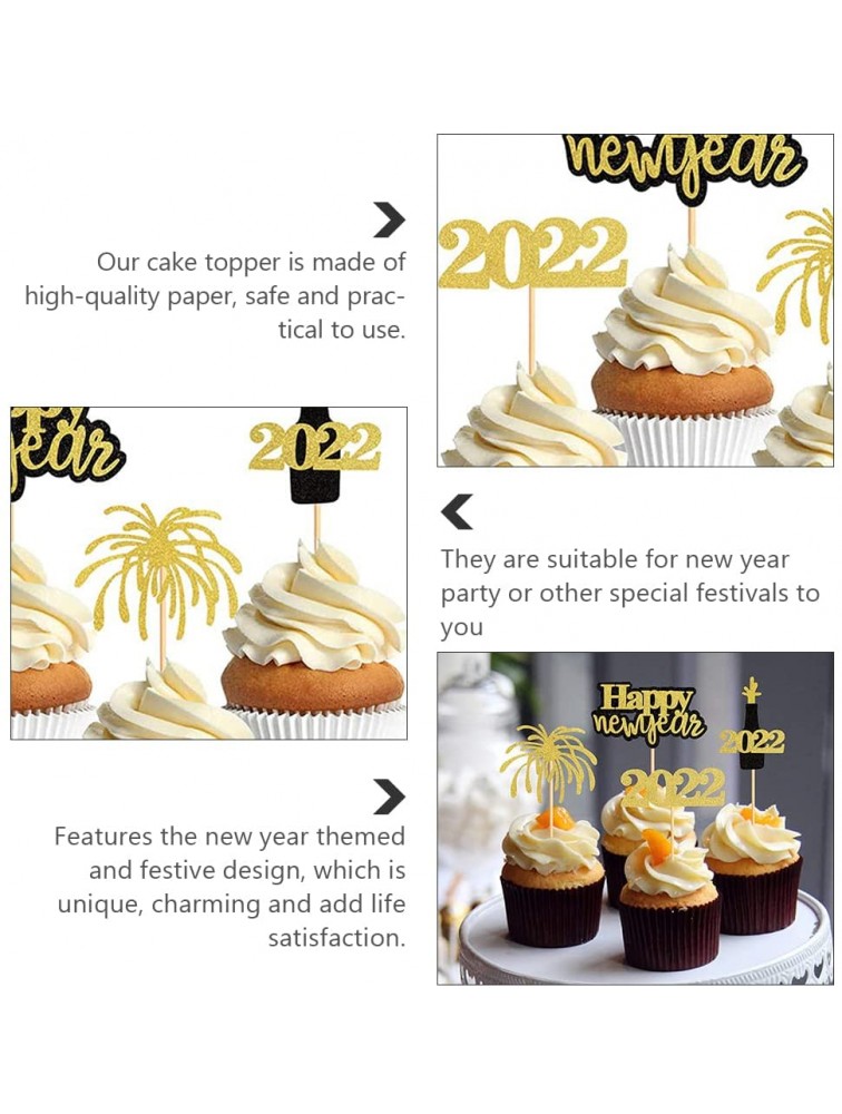 12 Pcs New Year Delicate Cake Inserting Decors DIY Baking Toppers for Home Wall Room Decorations - BZP2JMR6F
