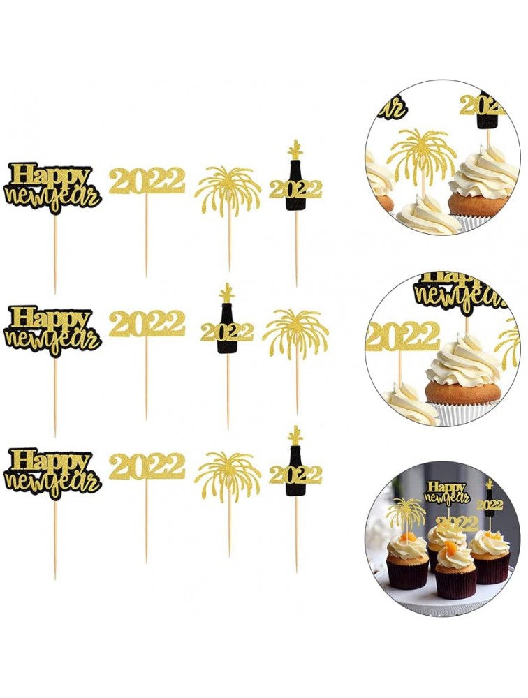12 Pcs New Year Delicate Cake Inserting Decors DIY Baking Toppers for Home Wall Room Decorations - BZP2JMR6F