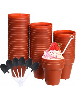 50 Set Plastic Dessert Cups with Shovel Spoons Flowerpot Cake Desserts Cups for Construction Birthday Party Supplies Ice Cream DIY Baking Cupcakes Yogurt Pudding and Jello Shot - BQDIF6ICR