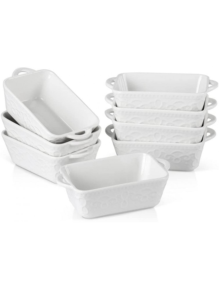 Cutlery Set 4 8-Piece 305ML White Porcelain Baking Plate Pans with Handle,Ceramic Souffle Brulee Pie Tapas Baking Dishes Bakeware Color : 8-teilige - BUKVVH3WI