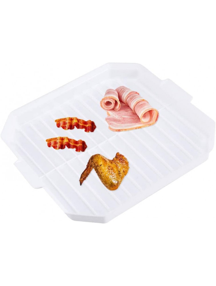 Ideal 2 Pcs Microwave Bacon Baking Tray Useful Eggs Sausage Rack Kitchen Cooking Tools Accessories White - BNW7ALMZO