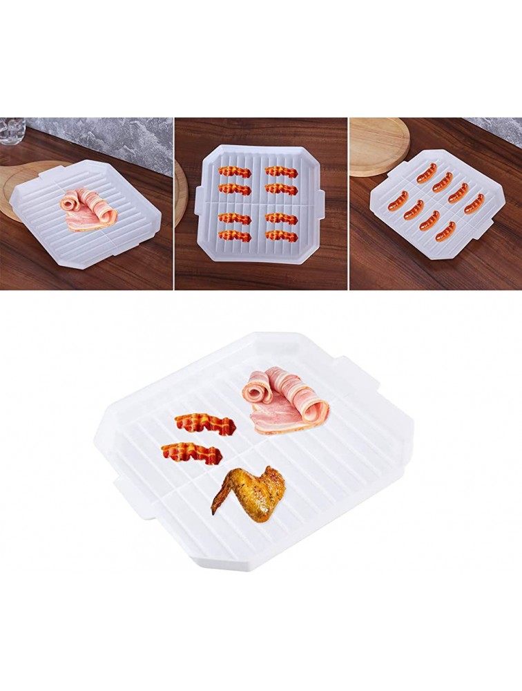Ideal 2 Pcs Microwave Bacon Baking Tray Useful Eggs Sausage Rack Kitchen Cooking Tools Accessories White - BCGIFDWUD