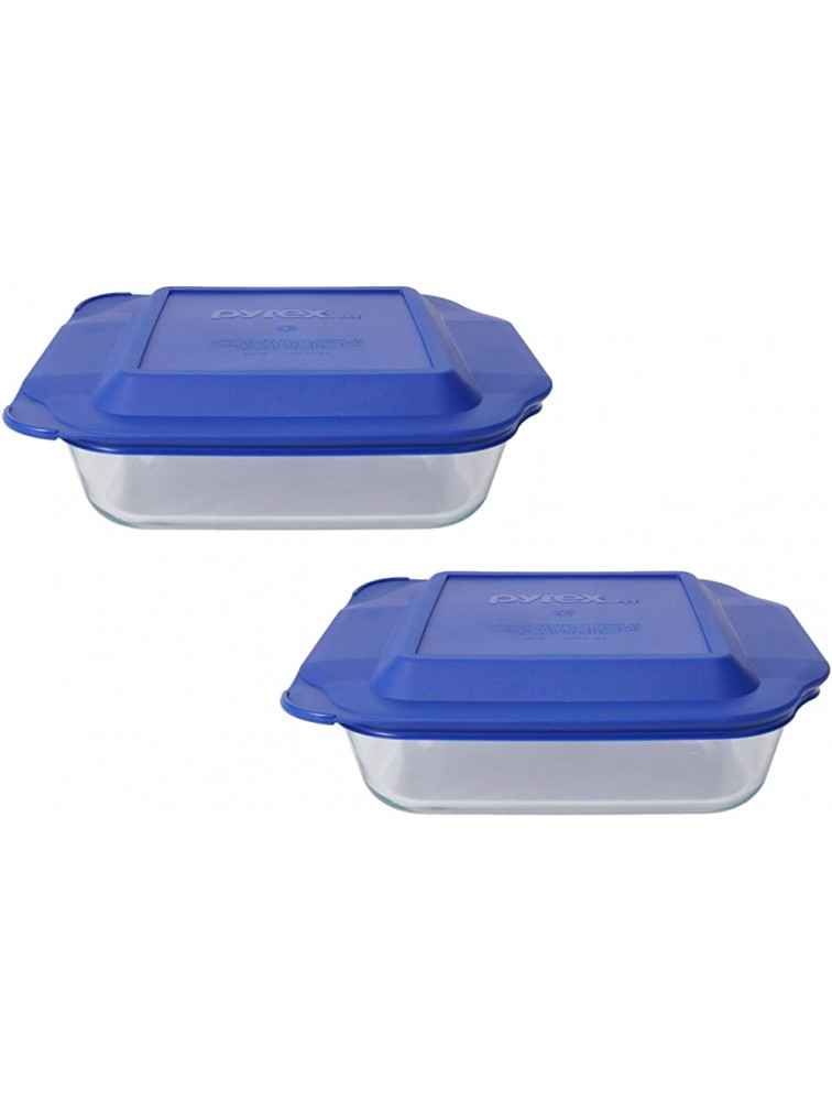 Pyrex 2 222 Square Glass Baking Dishes & 2 222-PC Blue Lids - BEGMU4YBK