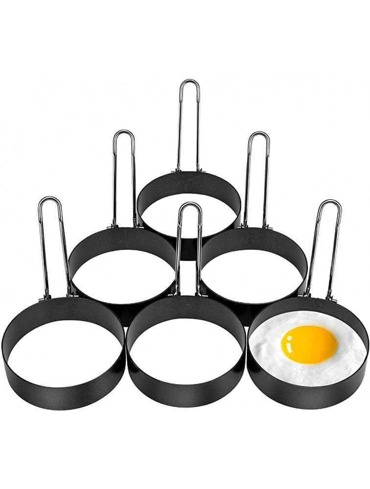 6 Pack Egg Ring Stainless Steel Round Egg Cooking Rings Non-Stick Frying Egg Maker Molds - BN3LBSIZP