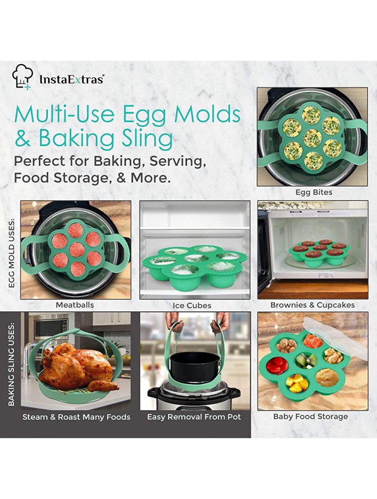 Egg Bite Molds Compatible With Instant Pot Ninja Foodi and Pressure Cookers 5-Qt 6-Qt 8-Qt 2 Pack Set Silicone Mold Lid and Silicon Sling Mould For Egg-Bites Sous Vide Eggbite Muffin - BLS3NCJAB