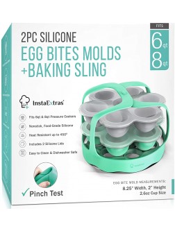 Egg Bite Molds Compatible With Instant Pot Ninja Foodi and Pressure Cookers 5-Qt 6-Qt 8-Qt 2 Pack Set Silicone Mold Lid and Silicon Sling Mould For Egg-Bites Sous Vide Eggbite Muffin - BA5TB8PU5