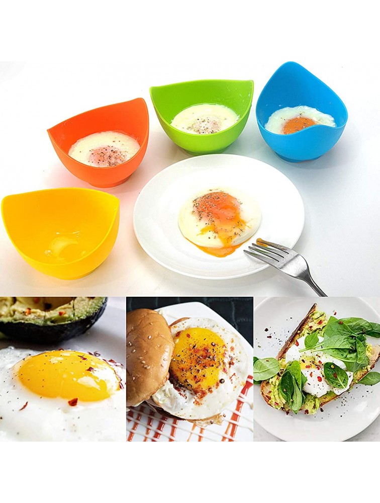 Egg Poacher KRGMNHR Poached Egg Cooker with Ring Standers Silicone Egg Poacher Cup for Microwave or Stovetop Egg Poaching with Extra Oil Brush BPA Free 4 Pack - BIQJKEJTV