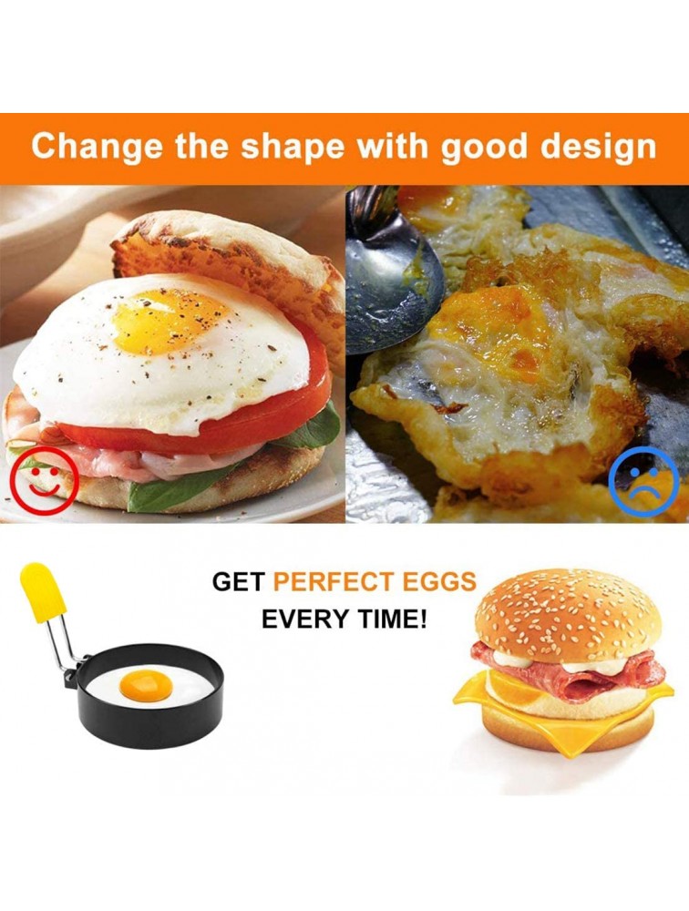 Egg Ring for Frying Eggs and English Muffin Round Egg Shaper Mold with Anti-scald Handle Stainless Steel Non-stick Egg Cooker Ring 2 Pack - BLIQXLEY3