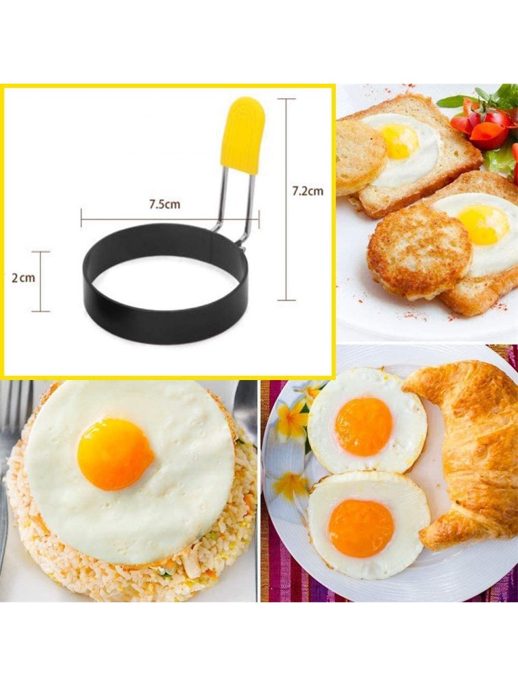 Egg Ring for Frying Eggs and English Muffin Round Egg Shaper Mold with Anti-scald Handle Stainless Steel Non-stick Egg Cooker Ring 2 Pack - BLIQXLEY3