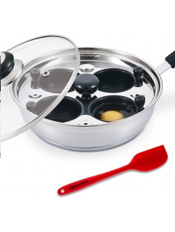 Eggssentials Egg Poacher Pan Nonstick Poached Egg Maker Stainless Steel Egg Poaching Pan Poached Eggs Cooker Food Grade Safe PFOA Free with Spatula - BL3P5NMBF