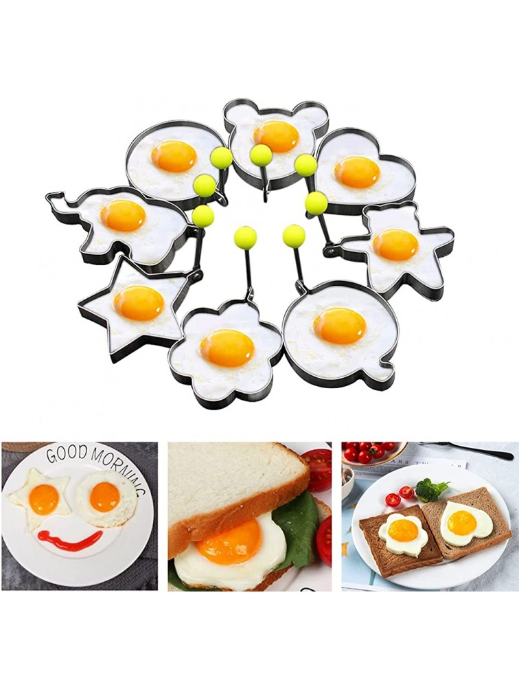 Fried egg rings Pancake mold Maker with Handle for Kids Mold Non Stick for Griddle Pan Stainless Steel Egg Form for Frying Cooking 8 pack - BTII7PCK8