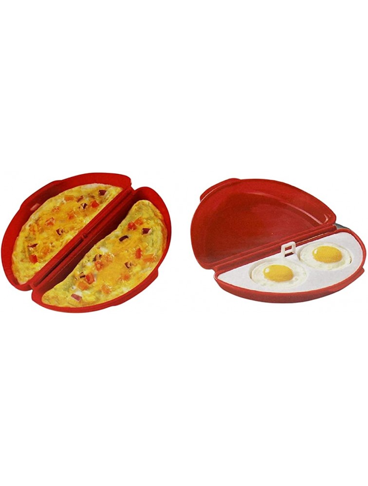 Microwaveable Microwave Omelet Pan and 2 Cavity Egg Poacher Set BPA Free Plastic Quick Egg Maker - B668PNH68
