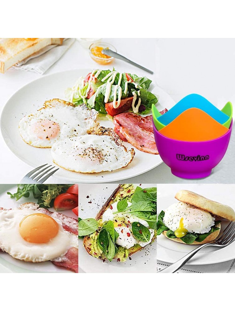 Poached Egg Cooker Silicone Egg Poacher Cups with Ring Standers Non Stick Egg Poaching Cup for Microwave or Stovetop Egg Cooking Gift Box Packaging 4 Pack Extra Oil Brush Included - B6VHRIPDI