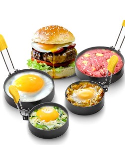 Two Sizes 3" 4" Non-stick Egg Rings each 2 Round Griddle accessories for Indoor Camping,Round Egg Mold for Frying Eggs Breakfast Pancake English Muffins Burger Cooking Shaper Griddle Accessories - B7TQN81T7