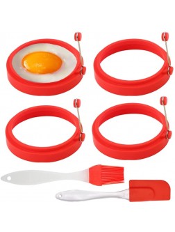 Yubng Silicone Egg Rings 3.9 Inch Size 4 Pack Nonstick Egg Cooking Rings 100% Food Grade Egg McMuffins Mold for Frying Eggs Pancake and Omelet Red - BHU8P9ZER