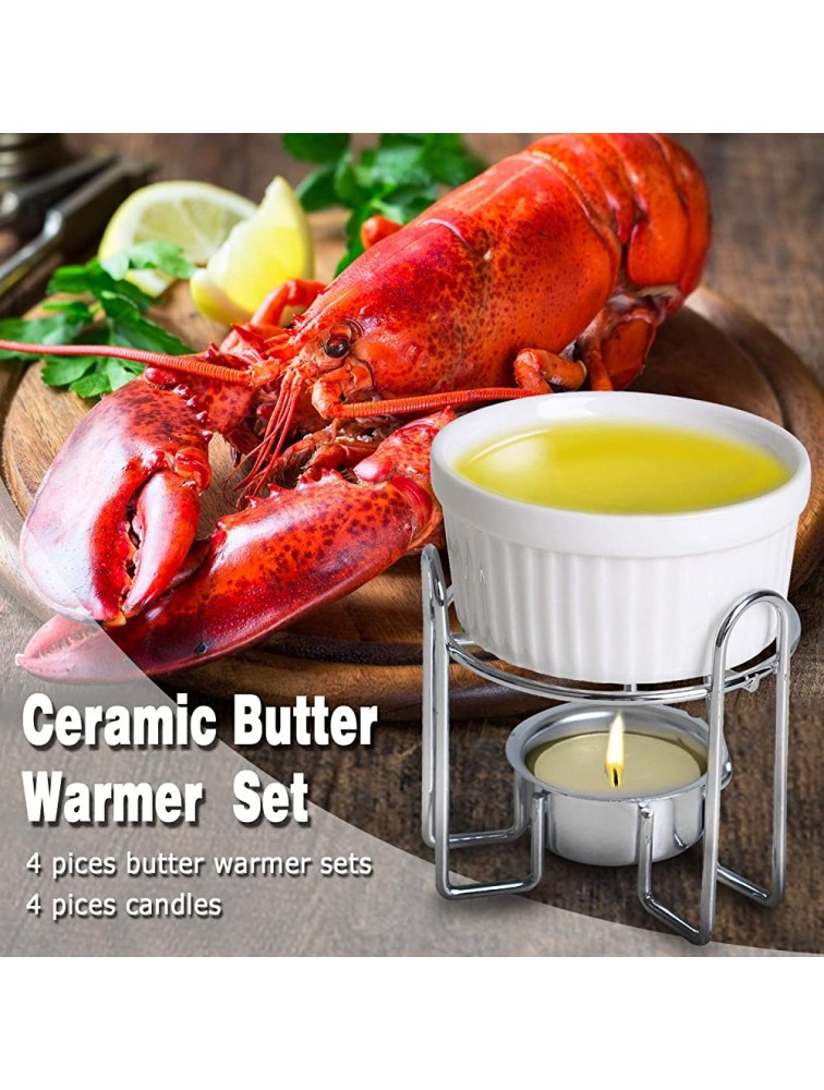 Artestia Butter Warmers Set,4 Pieces Butter Warmers For Seafood Ceramic Butter Warmer Set with 4 Pieces Tea Light Candles,Fondue -Dishwasher Safe Microwave Safe Oven SafeWhite - BKGXXKDOR