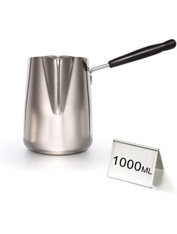 ELUSH 1000ml 33oz Butter Warmer Premium Stainless Steel Milk Warmer Pot with Spout Butter Pan Turkish Coffee Pot Chocolate Melting Pot 1000ml - B52S94W1K
