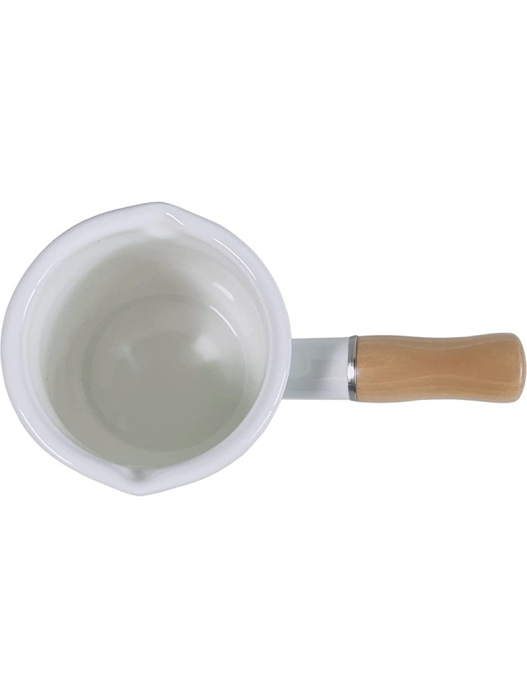 Enamel Milk Pan,Mini Butter Warmer 4 Inch 550ml Enamelware Saucepan Small Cookware with Wooden Handle for Heating Milk Melting Butter Boiling Water FARCADY - B5B2S2NA4