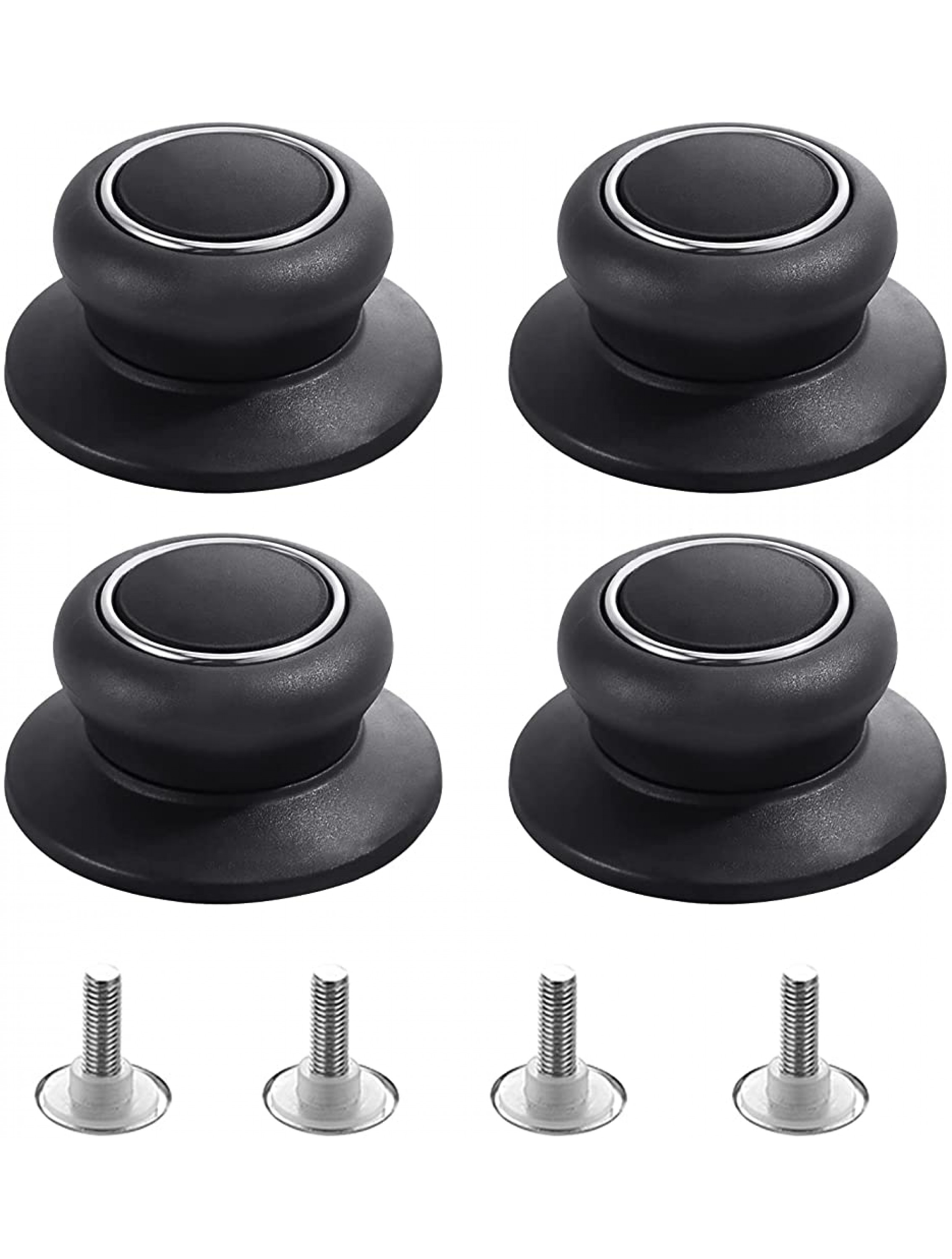 4Pcs Universal Pot Lid Top Replacement Knob,Heat Resistant and Prevent static electricity,Easy installation Kitchen Cookware Replacement Pan Lid Holding Handles. Black - BVBGW20EI