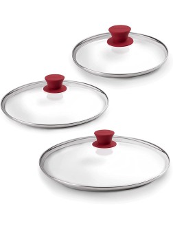 Glass Lids Set 8"+10"+12"-Inch 20.32cm+25.4cm+30.48cm Compatible with Lodge Cast Iron Fully Assembled Tempered Replacement Cover Oven Safe for Skillets Pots Pans: Universal for all Cookware - BV869N50C