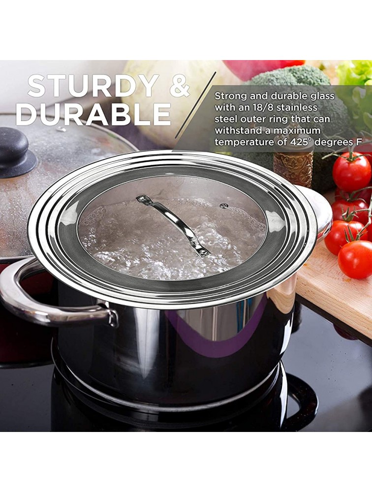 Stainless Steel Universal Lid for Pots Pans and Skillets Fits 7 In to 12 In Pots and Pans Replacement Frying Pan Cover and Cast Iron Skillet Lid - B3AXE36FO