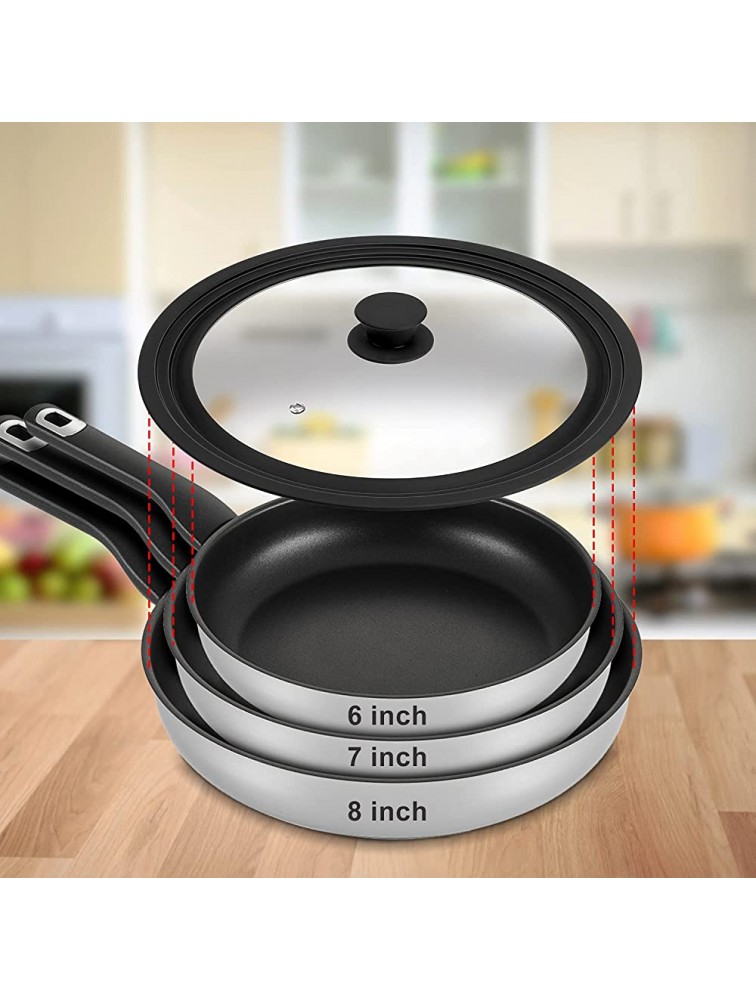 Universal Lid for Pots Pans and Skillets Tempered Glass Lid with Heat Resistant Silicone Rim Fits 6 8 Diameter Cookware Replacement Lid for Frying Pan and Cast Iron Skillet 678 - BN3NQQFLK