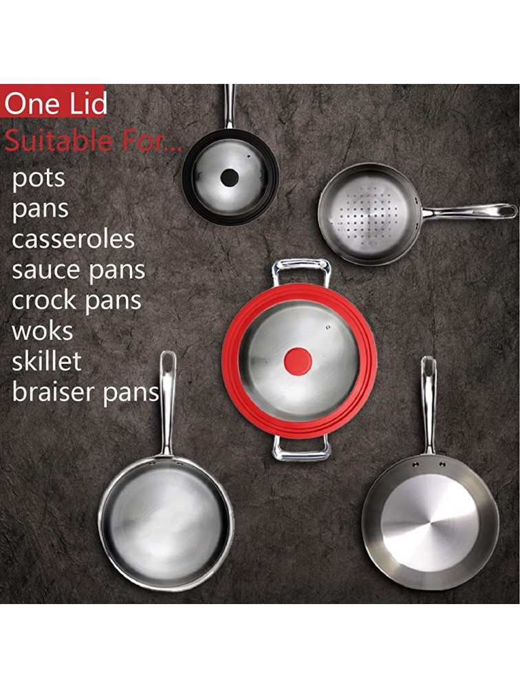 VDGPWA Universal Lids for Pots Pans and Skillets Tempered Glass with Heat Resistant Silicone Rim Fits 6.5 7 and 8 Diameter 9.5 10 and 11 Diameter Cookware（2PK） - BDHLU0JZJ