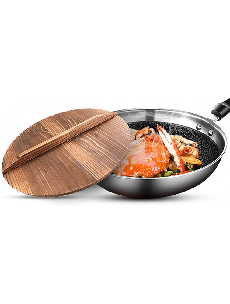 ZOOFOX Set of 2 Natural Wooden Wok Lid Cover 14 Wooden Handmade Lid for Wok Anti-Overflow Healthy and Eco-friendly Fir Wood Pot cover - BHH81XIVU