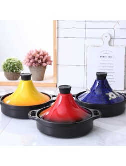 Casserole Casserole Dishes with Lids Tajine Cooking Pot with Lid,Hand Made and Painted Tagine Pot Ceramic Pots for Different Cooking Styles Home Cookware Pot Color : Blue - BUSO22R2V