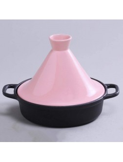 Casserole Dish with Lid Soup Pot 20Cm Cast Iron Tagine Pot Tajine Cooking Pot with Enameled Cast Iron Base and Cone-Shaped Lid Quick & Easy Cooking for Home Kitchen,Red Color : Pink - B0V7AN3T8