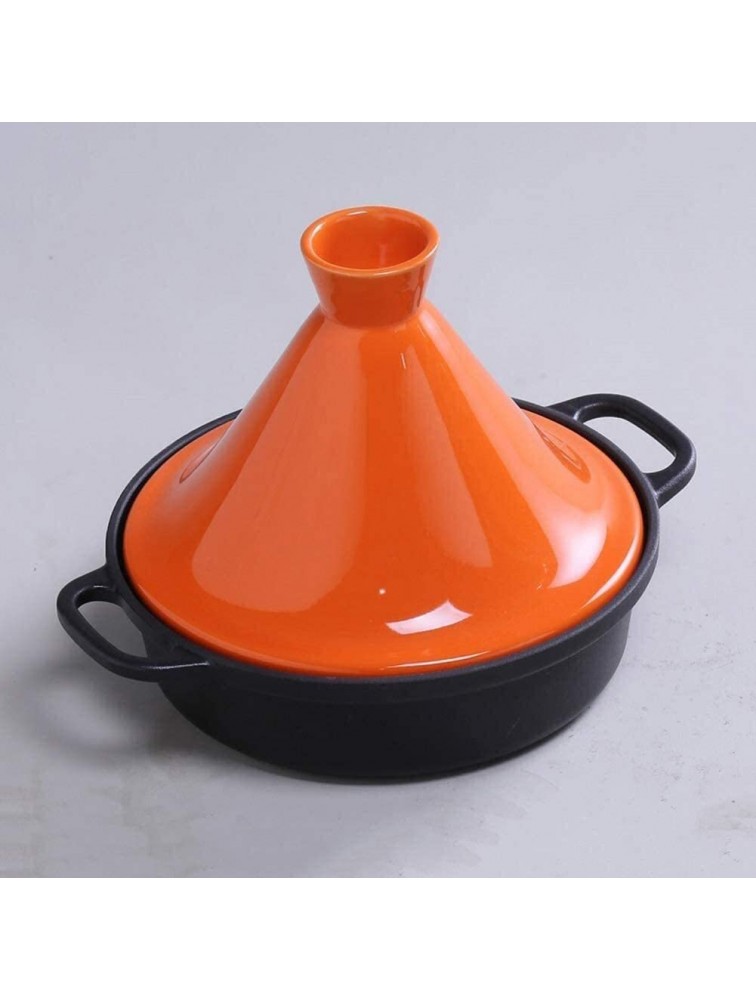 Casserole Dish with Lid Soup Pot 7.9In Cast Iron Tagine Enameled Cast Iron Tangine with Ceramic Lid for Different Cooking Styles Tagine Pot Casserole Pot for Home Kitchen Color : Orange - BPF3SYIQ9