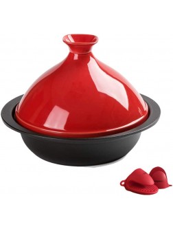 Casserole Dish with Lid Soup Pot Tagine Pot with Cone Shaped Lid Cooking Tagine Medium Lead Free for Different Cooking Styles Compatible with All Stoves1.5L Color : Red - B30PZLN46
