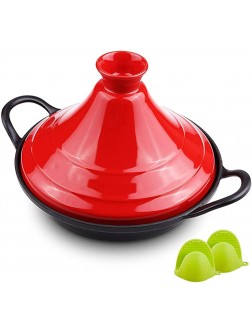 Enameled cast iron skillet Casserole Dishes with Lids Moroccan Cooking Tagine Pot Enameled Cast Iron Tagine with Silicone Gloves Tajine for Different Cooking Styles Non- Stick Pot 27cm Casserole - BHL9FJIQH